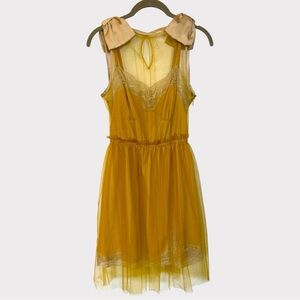 RODARTE x Target Yellow Tulle Lace Mini Slip Dress with Bow Detail- Size XS